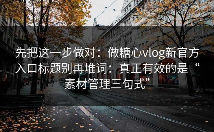 先把这一步做对：做糖心vlog新官方入口标题别再堆词：真正有效的是“素材管理三句式”
