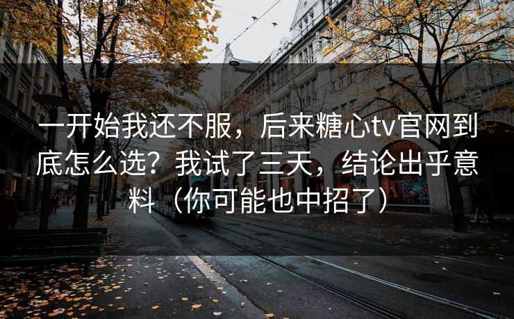 一开始我还不服，后来糖心tv官网到底怎么选？我试了三天，结论出乎意料（你可能也中招了）