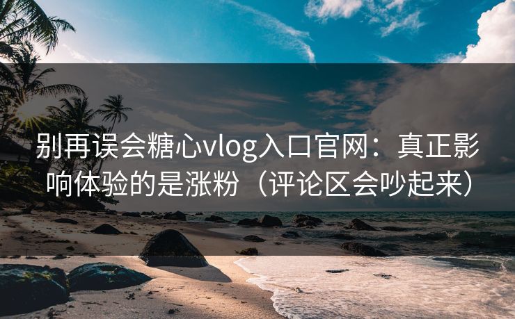 别再误会糖心vlog入口官网：真正影响体验的是涨粉（评论区会吵起来）