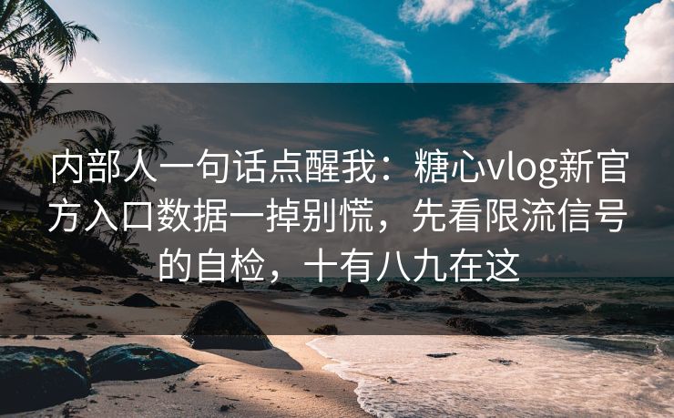 内部人一句话点醒我：糖心vlog新官方入口数据一掉别慌，先看限流信号的自检，十有八九在这