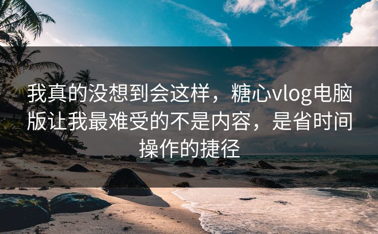 我真的没想到会这样，糖心vlog电脑版让我最难受的不是内容，是省时间操作的捷径