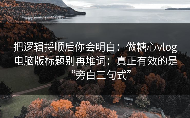 把逻辑捋顺后你会明白：做糖心vlog电脑版标题别再堆词：真正有效的是“旁白三句式”