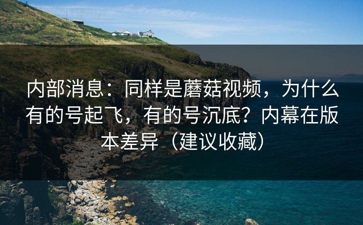 内部消息：同样是蘑菇视频，为什么有的号起飞，有的号沉底？内幕在版本差异（建议收藏）