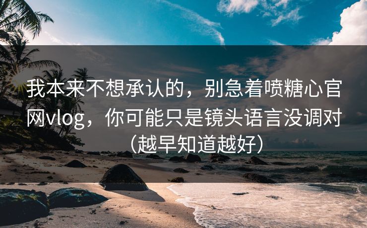 我本来不想承认的，别急着喷糖心官网vlog，你可能只是镜头语言没调对（越早知道越好）