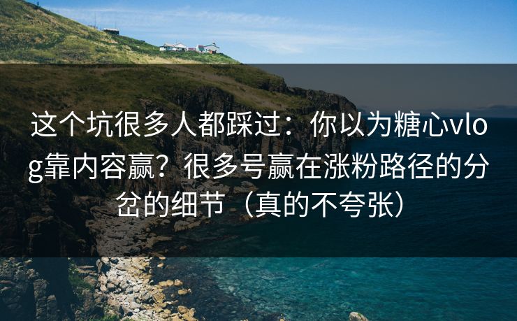 这个坑很多人都踩过：你以为糖心vlog靠内容赢？很多号赢在涨粉路径的分岔的细节（真的不夸张）