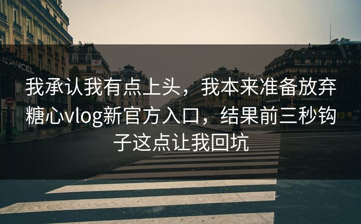 我承认我有点上头，我本来准备放弃糖心vlog新官方入口，结果前三秒钩子这点让我回坑