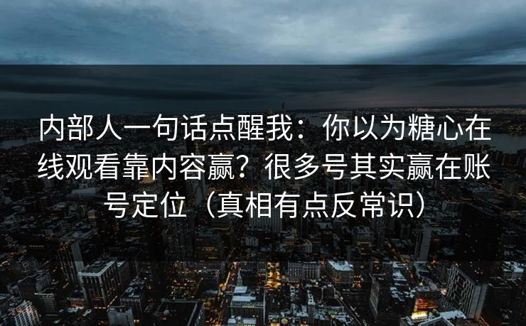 内部人一句话点醒我：你以为糖心在线观看靠内容赢？很多号其实赢在账号定位（真相有点反常识）